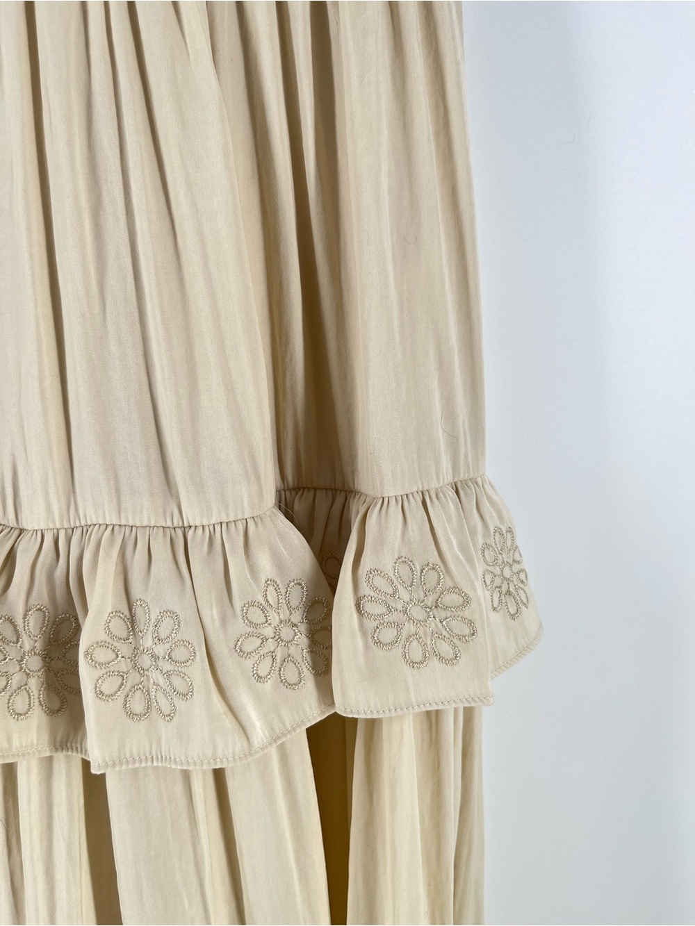 Joie Beige Tiered Maxi Skirt with Embroidered Trim - Picture 6 of 8